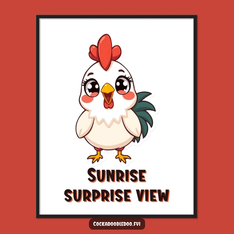 Funny Surprised Rooster Art Print: Immediate Laughs, a Perfect Digital Funny Gift
