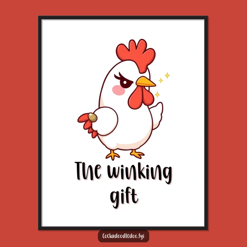 Funny Rooster Wink Digital Art - Mischievous Character Print, Playful Wall Decor, Instant Download