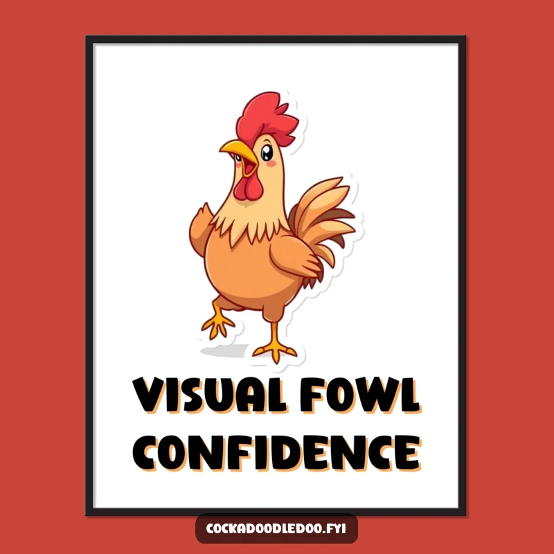 Funny Kawaii Rooster Strut Print: Hilarious Digital Art for Your Walls