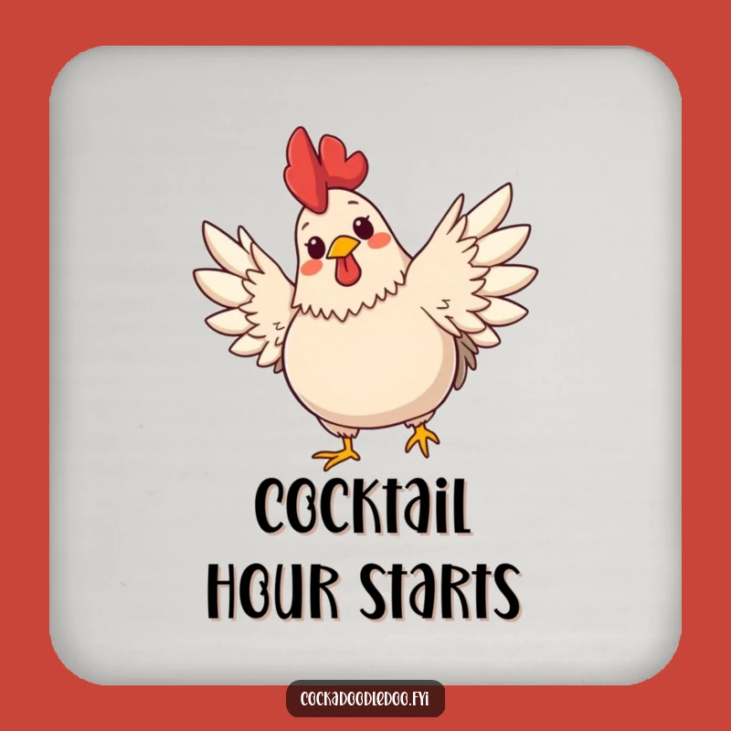 Funny Rooster Wings Coaster - Plump Rooster, Cheerful Expression, Protect Funny Gift