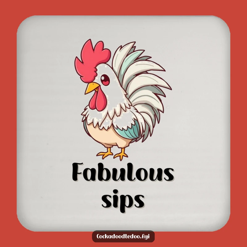 Funny Glam Rooster Boa Coaster - Fabulous Protection for Amused Hosts