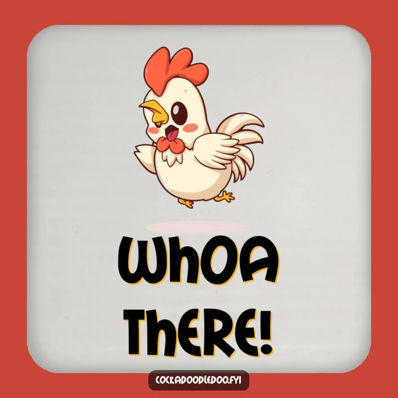 Funny Kawaii Rooster Coaster: Startled Hop Back - Protective Funny Gift for Tabletops