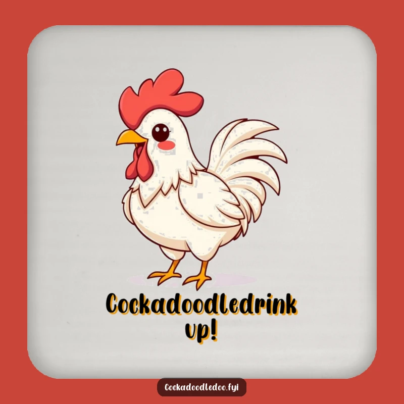Funny Kawaii Rooster Coaster: Vibrant Crowing Art for Humorous Table Protection