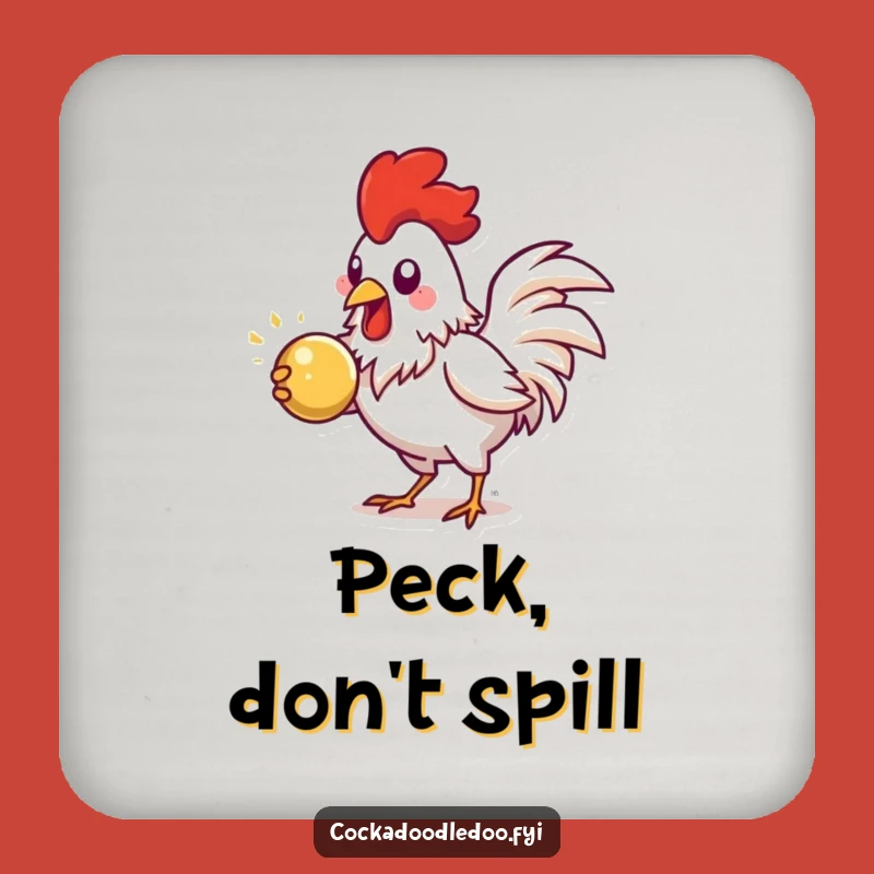 Funny Pecking Rooster Coaster Set: Shiny Object Guard, Perfect Humorous Gift