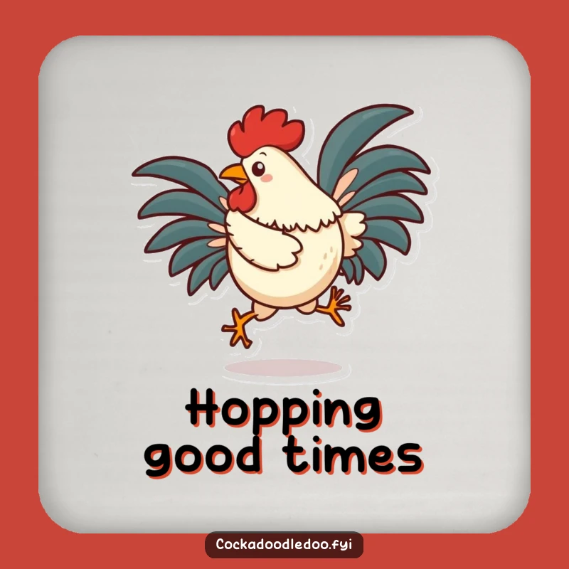 Funny Rooster Hop Coaster - Silly Character Drink Protector, Energetic Tabletop Fun
