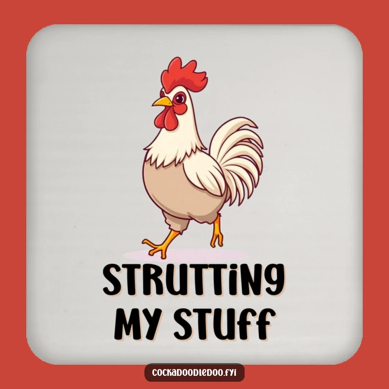 Funny Rooster Striding Drink Coaster - Confident Protection for Surfaces