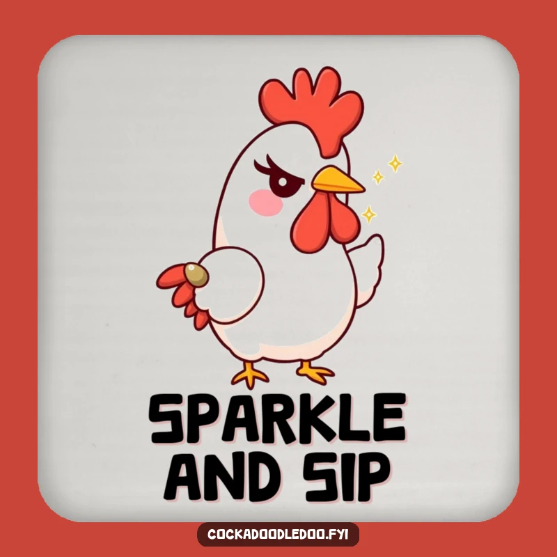 Funny Rooster Wink Coaster - Mischievous Character Drink Protector, Playful Tabletop Fun