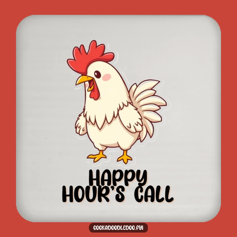 Funny Determined Rooster Crowing Drink Coaster: Cartoon Barware for Protection, Funny Gifts