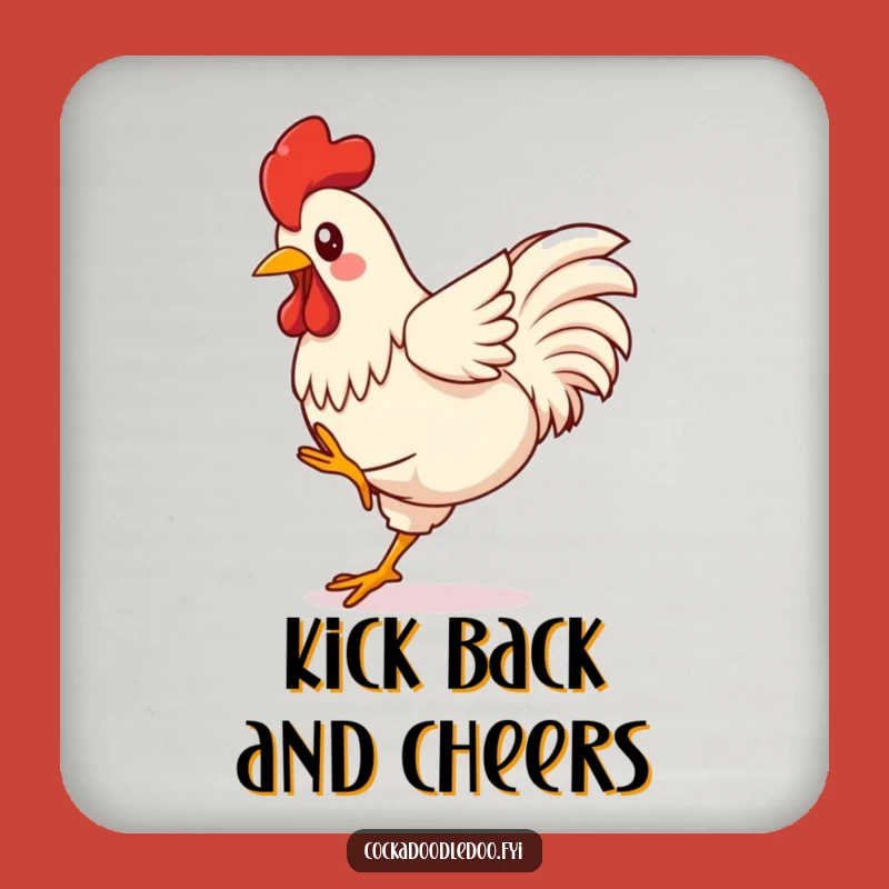 Funny Kawaii Rooster Coasters: Kicking Energy Protection - Gift Set