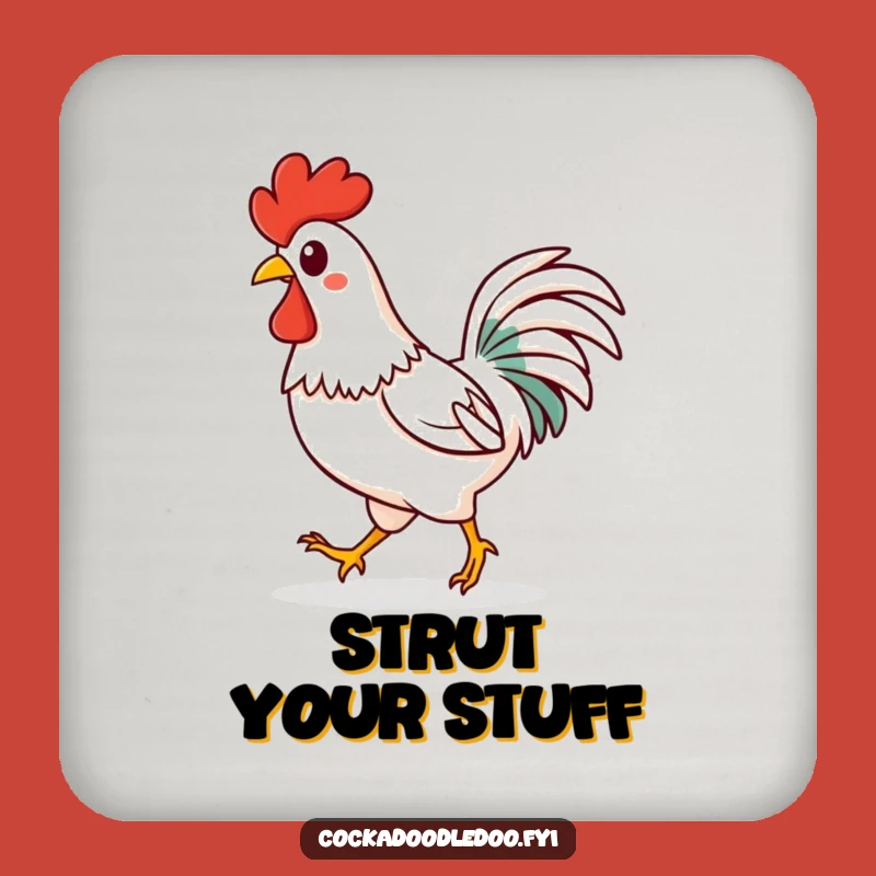 Funny Kawaii Rooster Coaster: Confident Strut - Protective Funny Gift for Surfaces