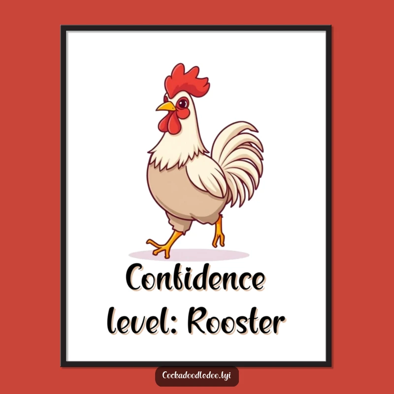 Funny Rooster Striding Poster - Inspiring Confident Wall Art Gift