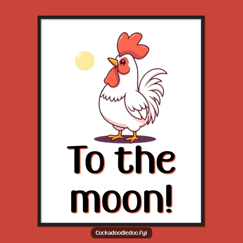 Funny Determined Rooster Moon Poster - Inspirational Wall Art for Achievers