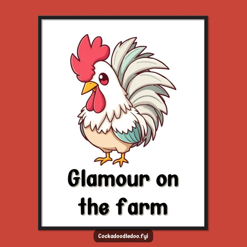Funny Glam Rooster Boa Poster - Fabulous Wall Art for Amused Divas