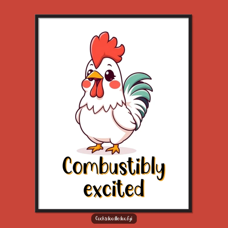 Funny Kawaii Rooster Comb Poster: Brighten Walls with Exciting Art