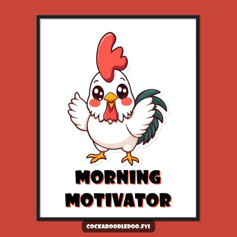 Funny Kawaii Rooster Crowing Poster: Vibrant Wall Art for a Cheerful Home