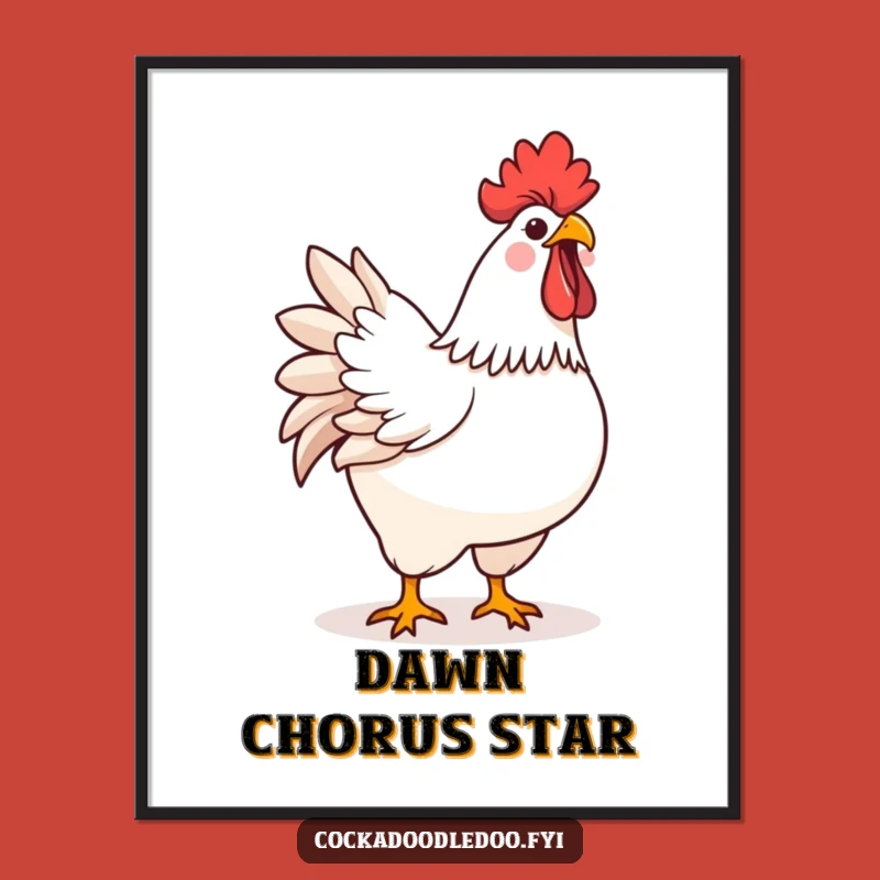 Funny Kawaii Rooster Poster: Brighten Your Walls with a Cheerful Crow