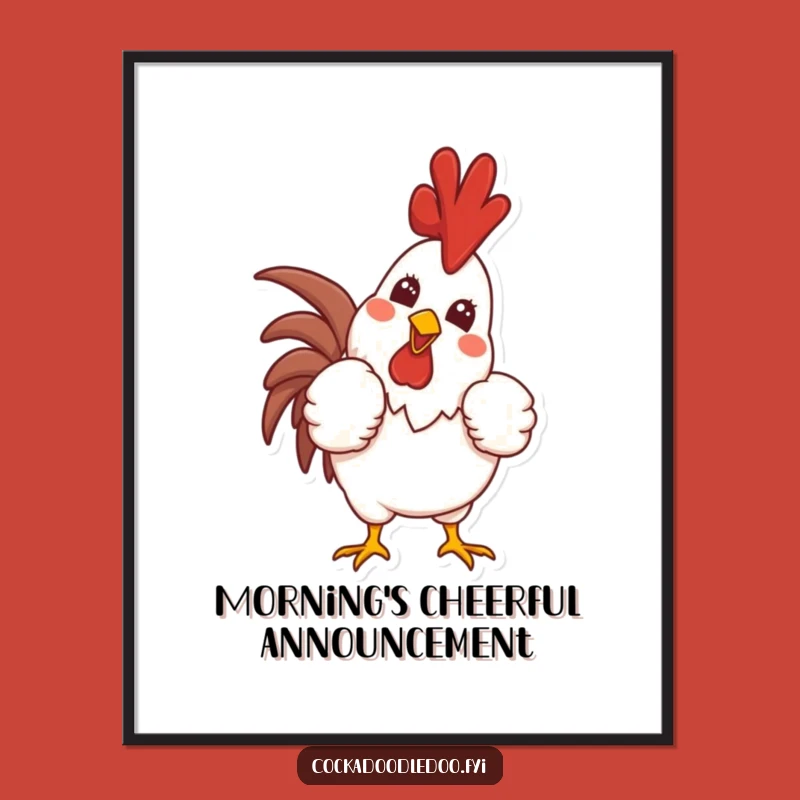 Funny Proud Rooster Poster: Confident Crow Art, Morning Joyful Smile, Gift