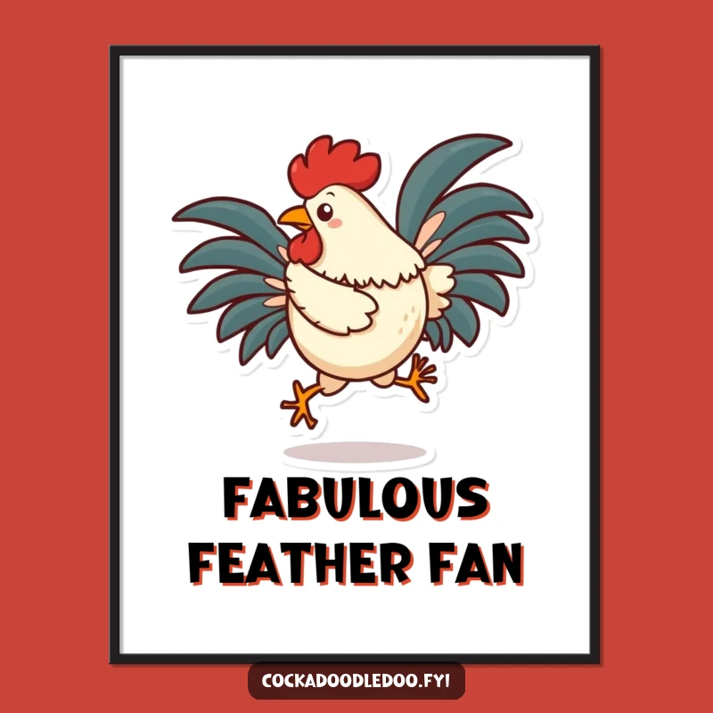 Funny Rooster Hop Poster - Silly Character Art, Energetic Wall Decor, Unique Gift