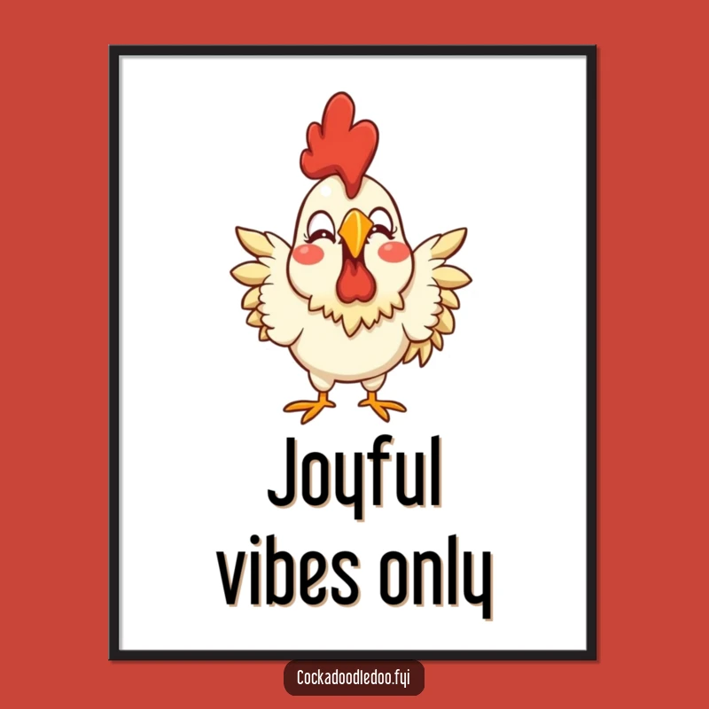 Funny Joyful Rooster Poster - Exaggerated Expression Wall Art Gift