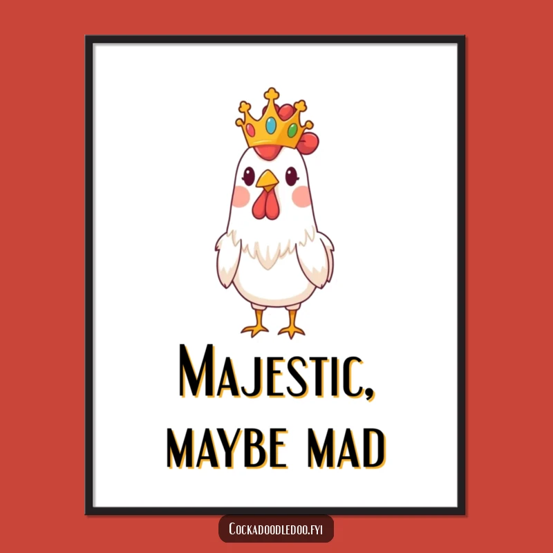 Funny Regal Rooster Crown Poster - Hilarious Royal Decor for Your Walls