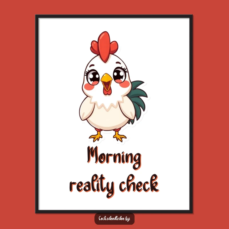 Funny Surprised Rooster Sunrise Poster: Hilarious Wall Art, a Quirky Funny Gift Idea