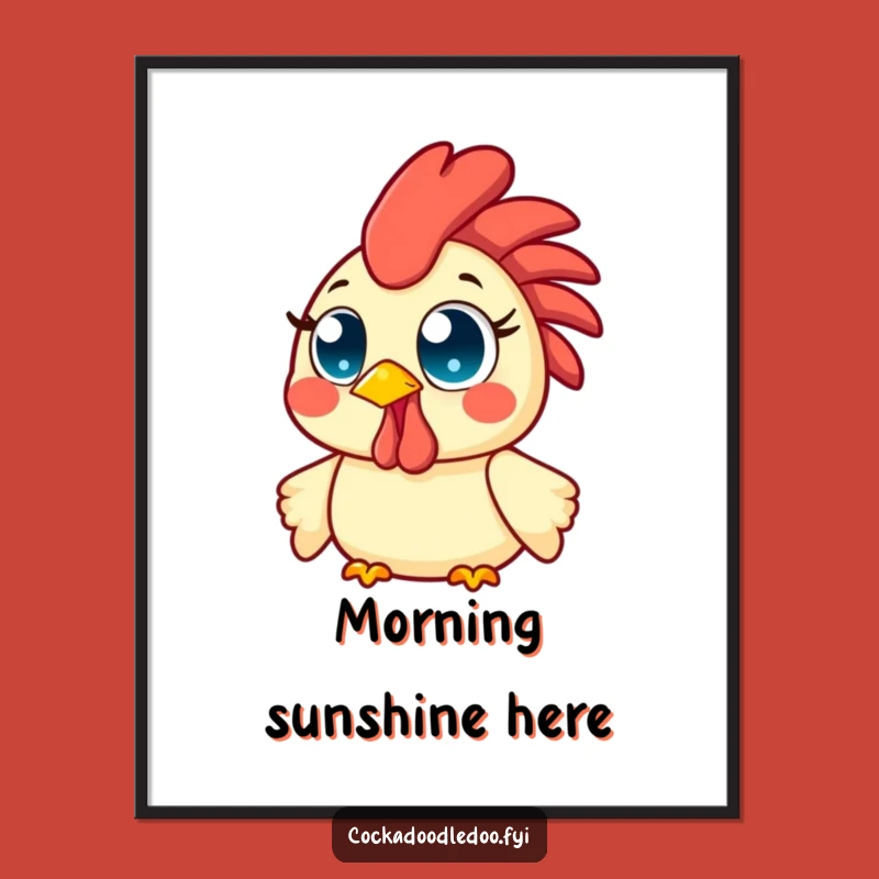 Funny Kawaii Rooster Poster: Morning Cheer Wall Art - Bright Gift