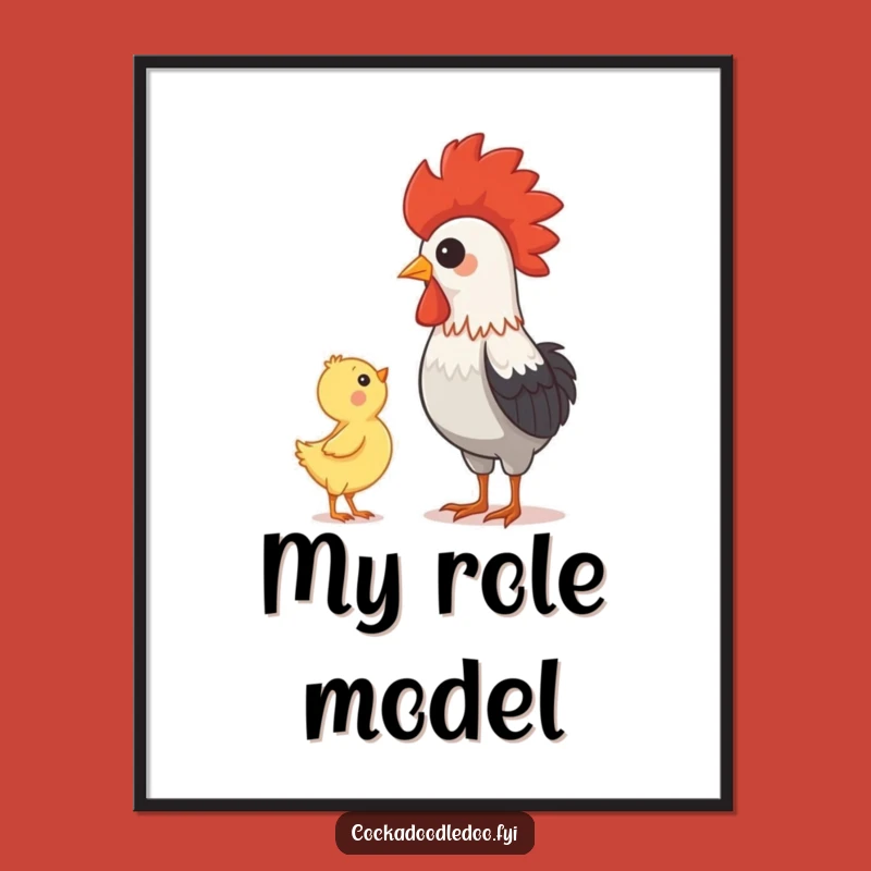 Funny Rooster & Chick Poster: Adorable Art Celebrating Admiration and Bonds