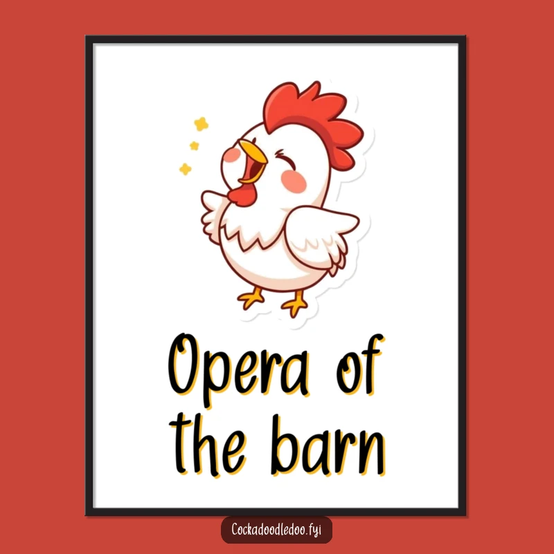 Funny Singing Rooster Poster: Wall Art for a Joyful, Musical Vibe