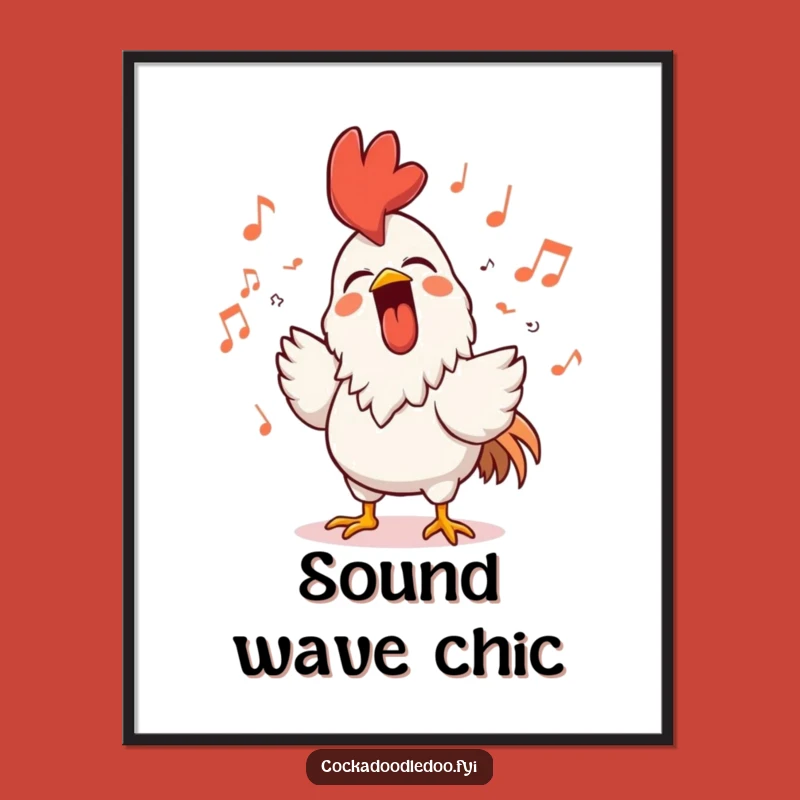 Funny Rooster Singer Poster - Happy Character Art, Musical Wall Decor, Unique Gift