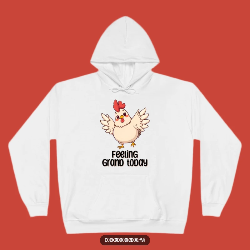 Funny Rooster Wings Hoodie - Cozy Plump Rooster, Cheerful Expression, Warm Funny Gift