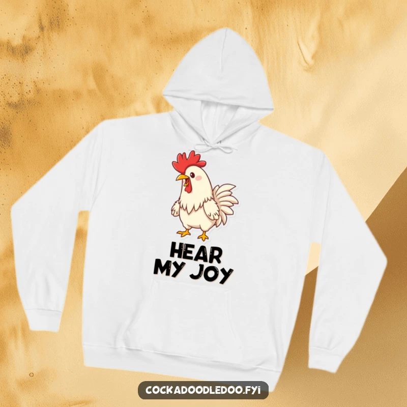 Funny Happy Rooster Crowing Hoodie: A soft hoodie featuring a joyful rooster determinedly crowing, ready for the day.