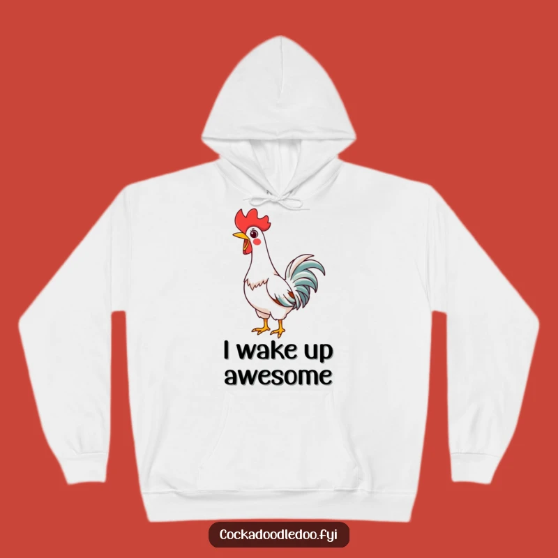Funny Kawaii Rooster Hoodie: Cozy Morning Crow Design, Perfect Humorous Gift