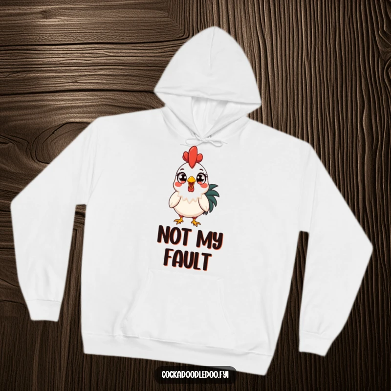 Funny surprised rooster hoodie, shocked by the dawn. A cozy and humorous garment, ideal for fans of funny animal designs and gifts.