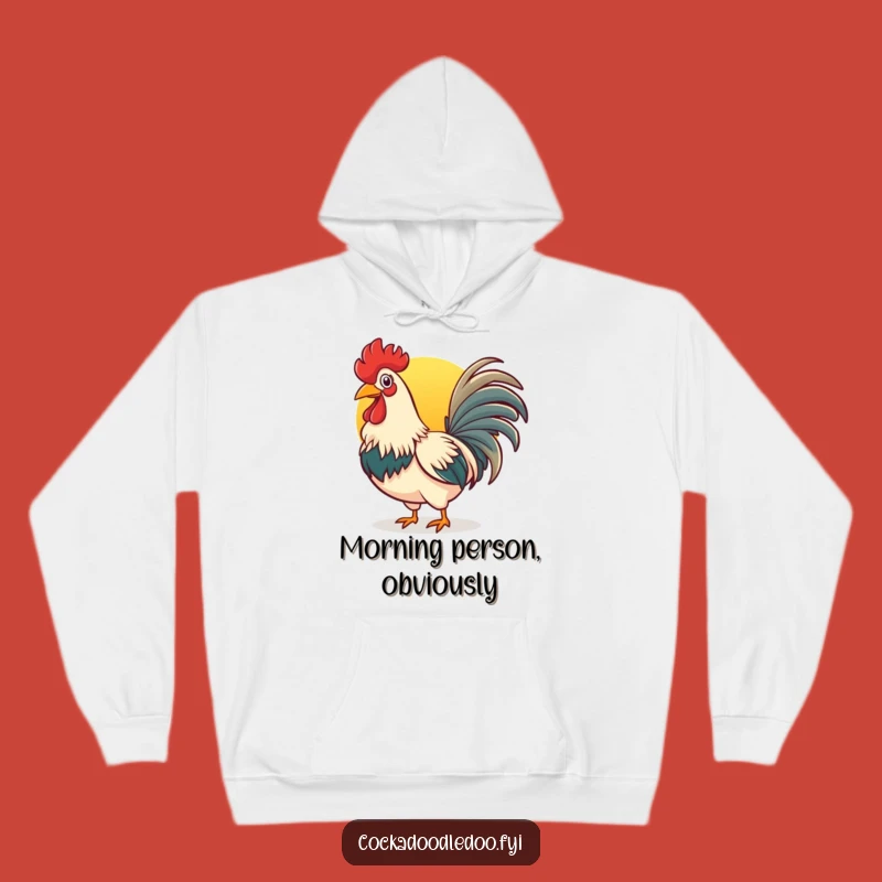 Funny Rooster Sunrise Hoodie: Cozy & Cheerful Crowing Apparel Gift
