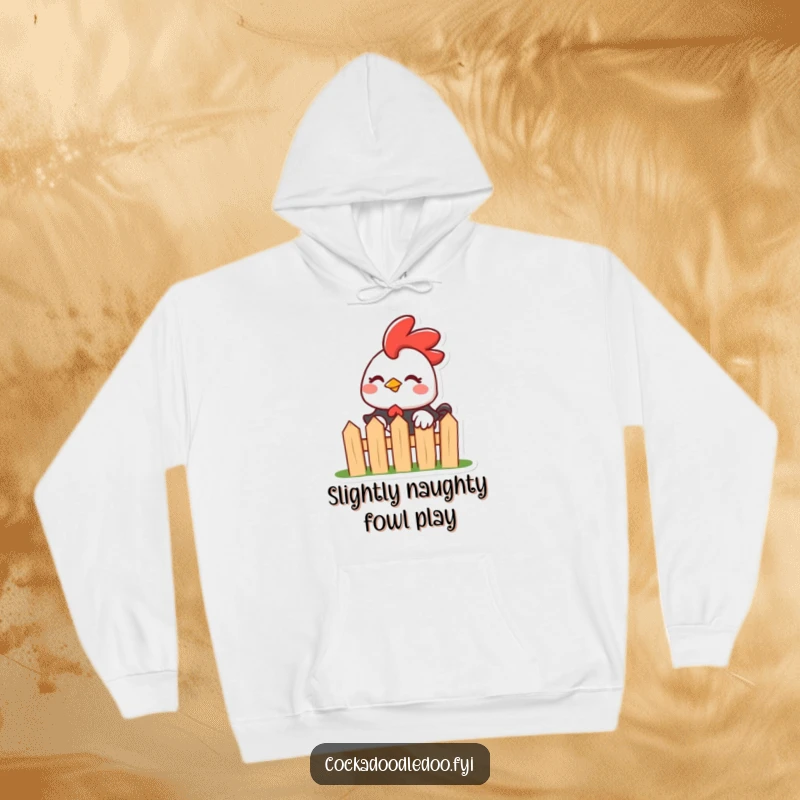 Funny Kawaii Rooster Hoodie: Cozy and warm, featuring a mischievous rooster peeking with a wink, ideal for humorous comfort.
