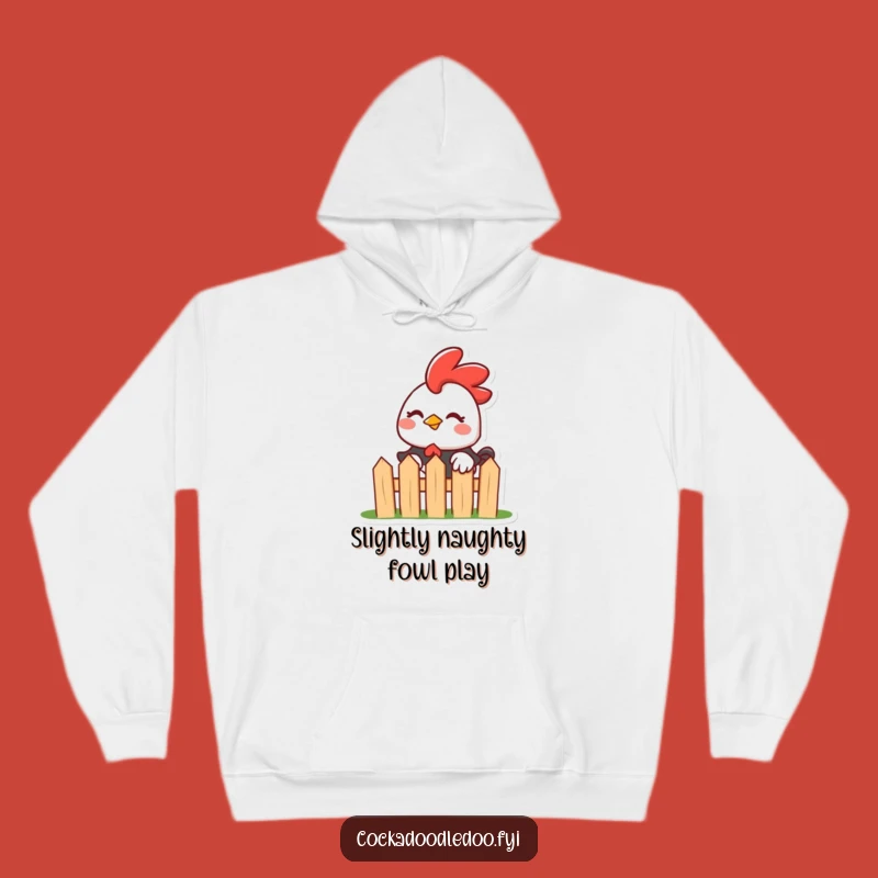 Cozy Funny Kawaii Rooster Hoodie: Mischievous Wink for Warm, Humorous Comfort