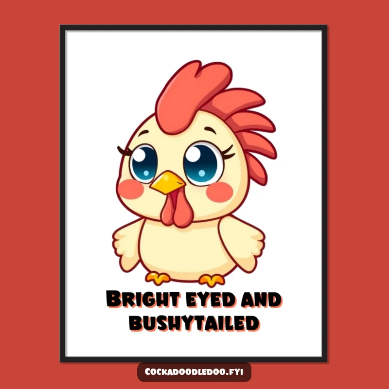 Funny Free Printable Wall Art: Cheerful Kawaii Rooster Morning Smile, Uplifting Downloadable Decor