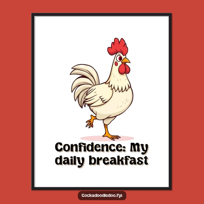 Free Printable Wall Art: Confident Rooster Strut Funny Downloadable Art