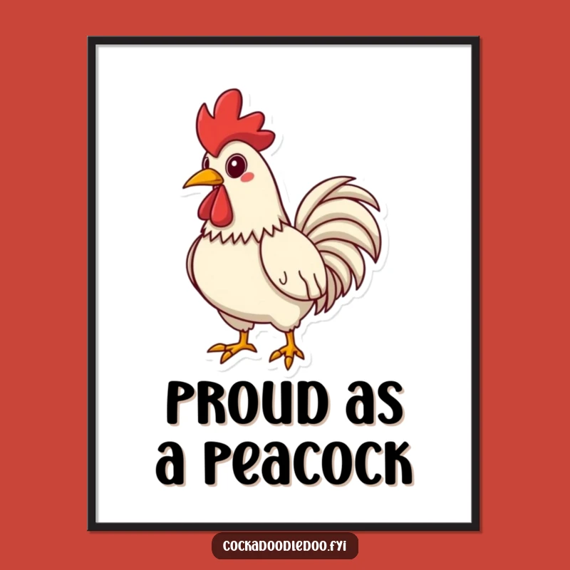 Free Printable Wall Art: Funny Proud Rooster Posing, Humorous Downloadable Decor