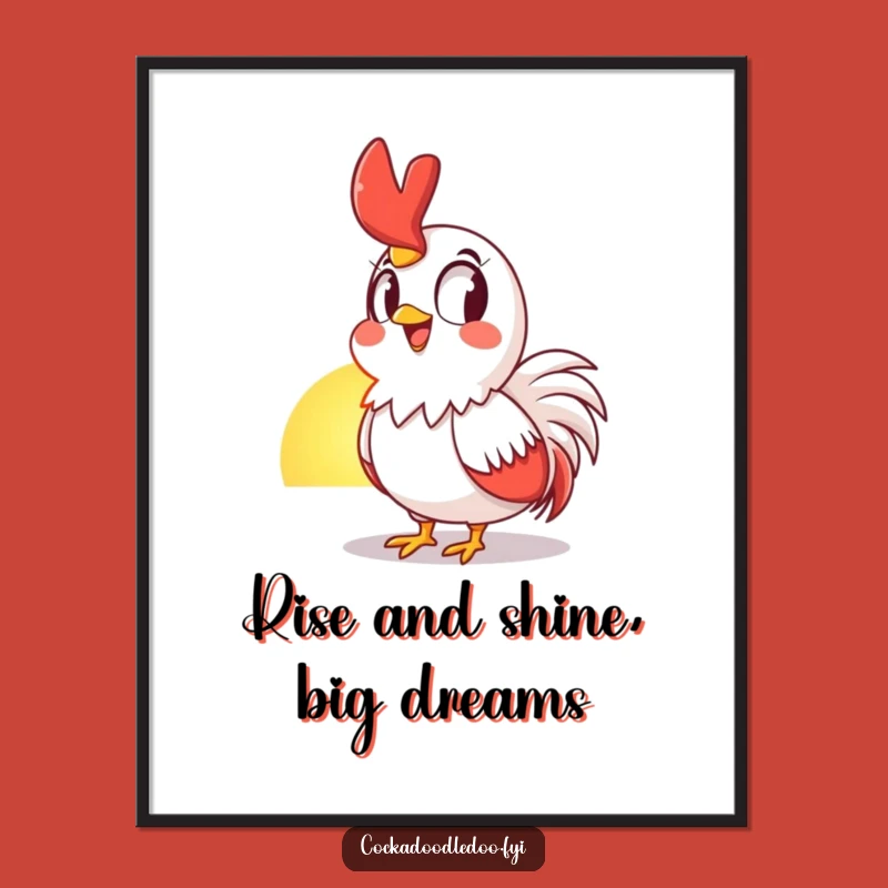 Free Printable Wall Art: Funny Rooster Sunrise Laughs - Downloadable DIY Decor Gift