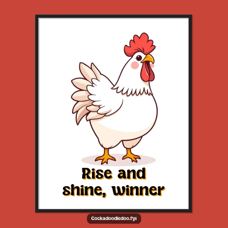 Free Printable Wall Art: Kawaii Rooster Crowing Joyfully, Hilarious Downloadable Art!