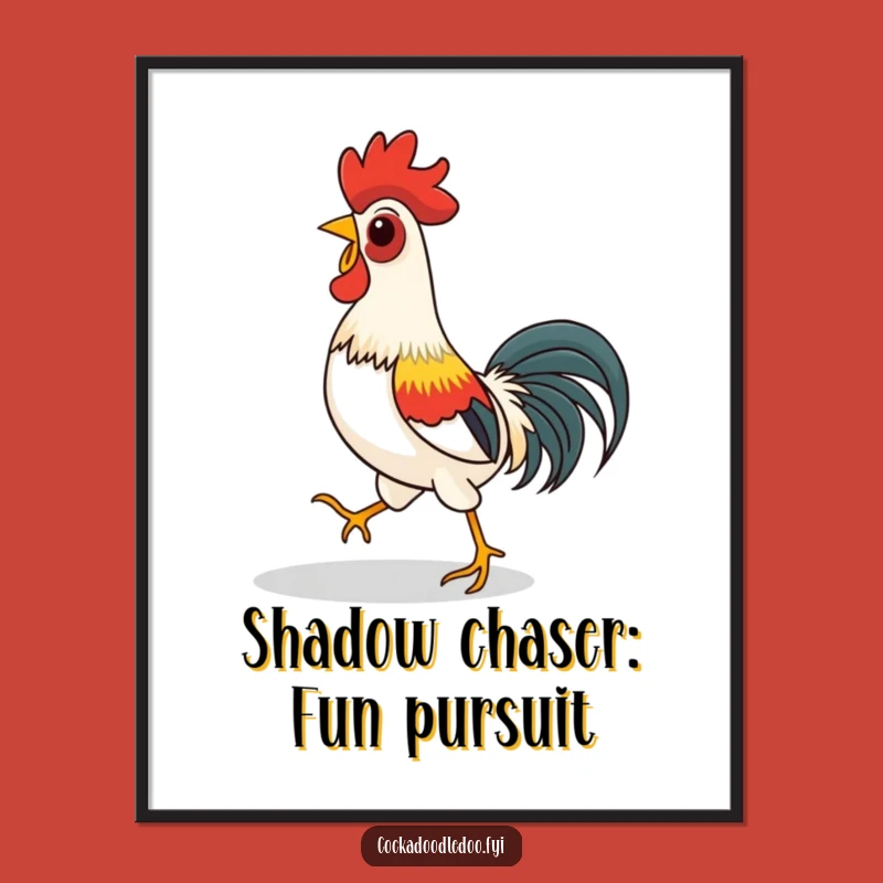 Free Printable Wall Art: Silly Rooster, Hilarious Shadow Chase Downloadable Art!