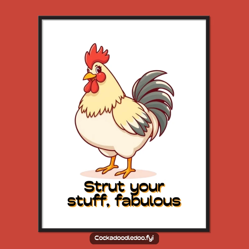 Free Printable Wall Art: Strutting Rooster Confident Decor Downloadable Gift