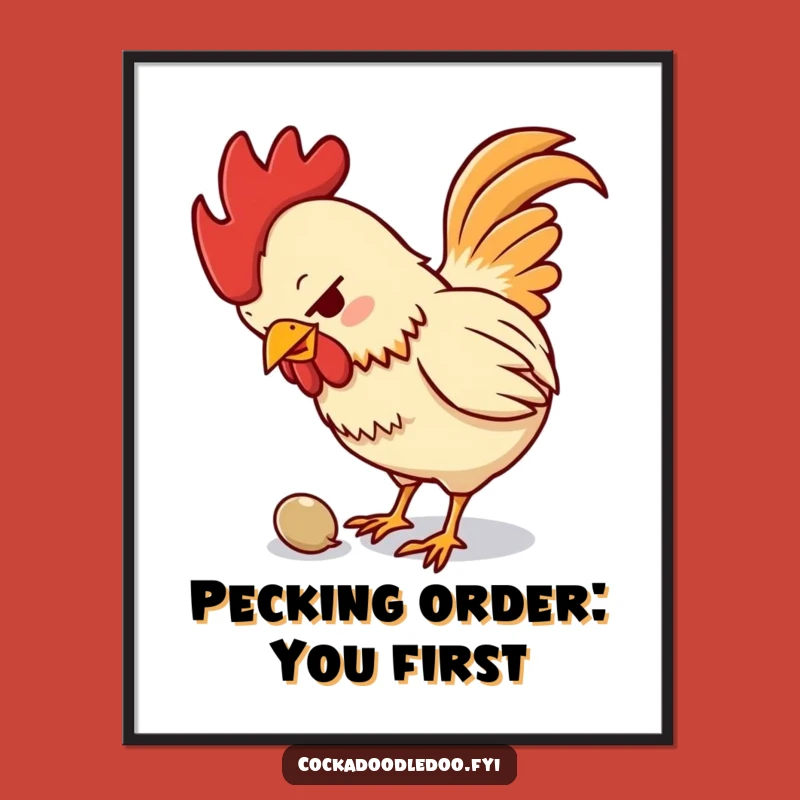 Funny Free Printable Rooster Wall Art - Determined Pecking Downloadable Decor