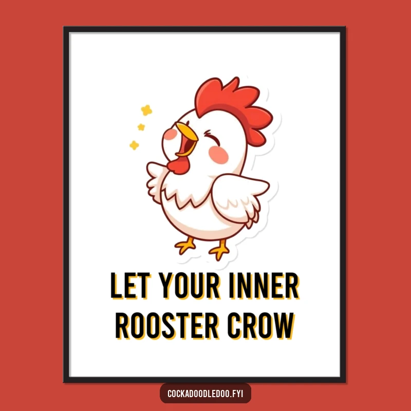 Free Printable Rooster Singing Art - Funny Downloadable Wall Decor