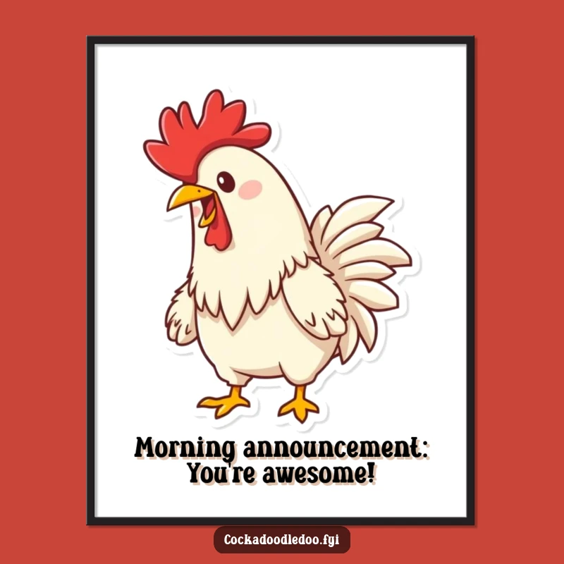 Free Printable Wall Art: Determined Rooster Crowing Downloadable Decor for a Bold, Humorous Space