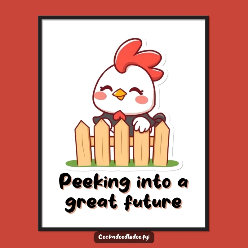 Funny Free Printable Wall Art: Mischievous Kawaii Rooster Winking, Downloadable Decor