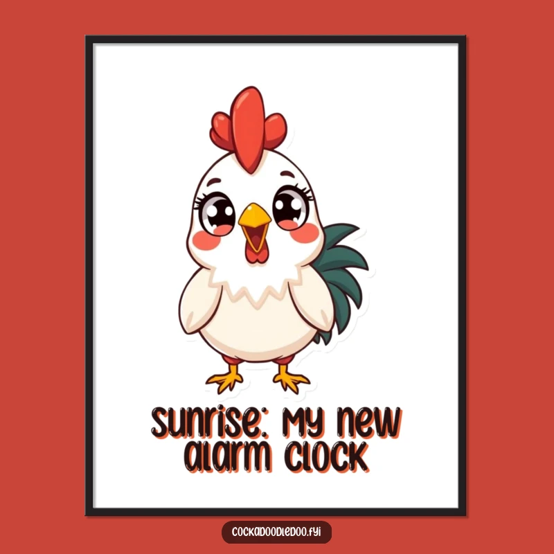 Free Printable Wall Art: Surprised Rooster Sunrise Funny Downloadable Art