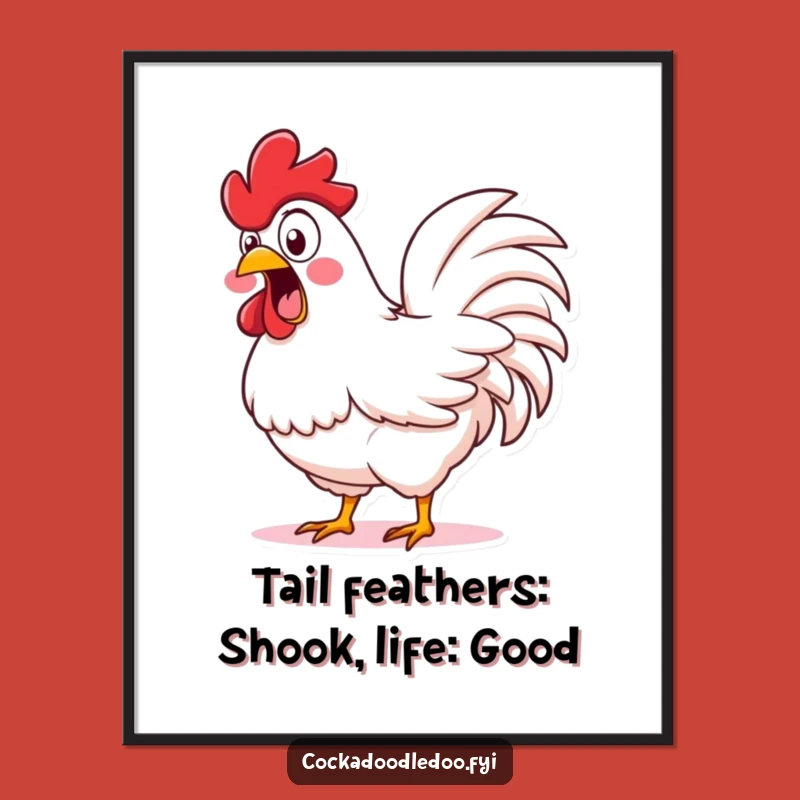 Free Printable Wall Art: Exclaiming Rooster Shaking Feathers Downloadable Decor for a Lively, Humorous Room