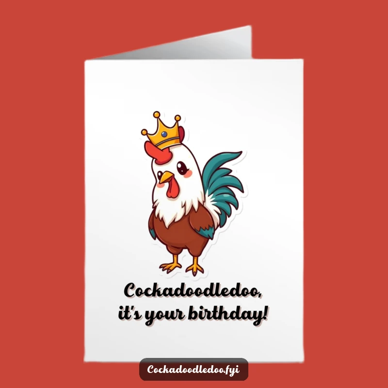 Free Printable Birthday Card: Proud Rooster King Crowning Birthday Downloadable Gift